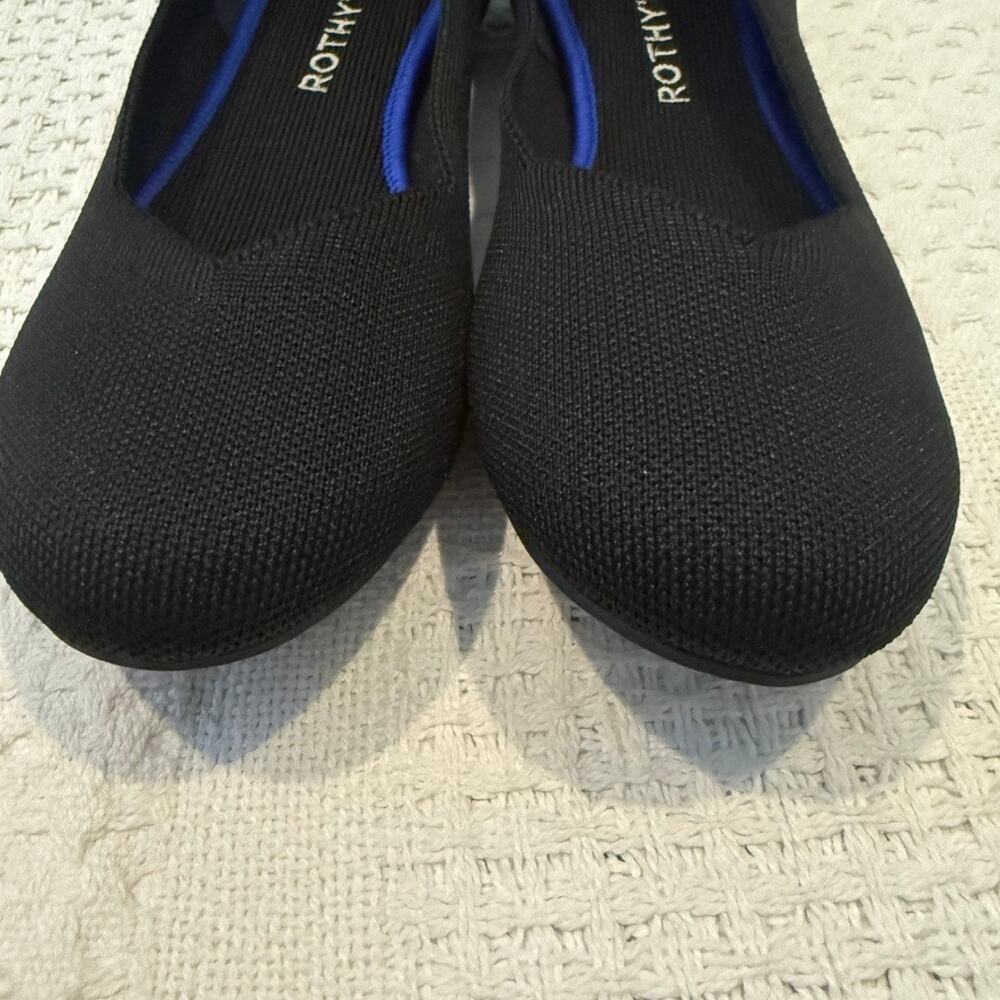 Rothy's Black Knit Flats with Blue Trim - Picture 4 of 10